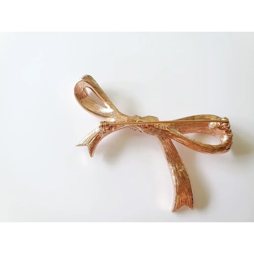 Vintage Kenneth Jay Lane Pink Rhinestone Breast Cancer Brooch